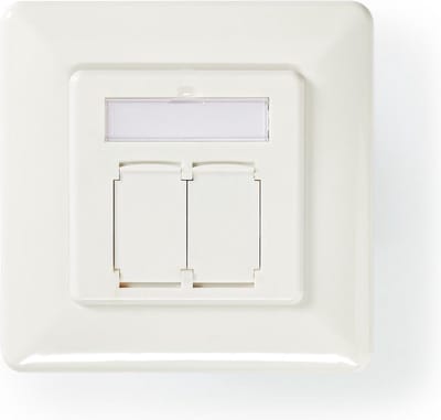 Nedis Netwerk Wanddoos - Inbouw - 2 poort(en) - CAT6a - Recht - Female - Goud Verguld - PVC - Wit - Envelop