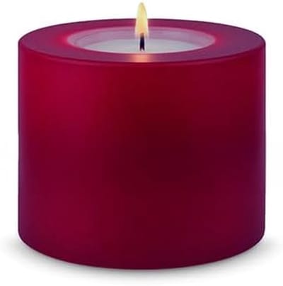 Theelichthouder kaarsvorm - Kunstkaars advents - Sfeerverlichting creëren - Warmtebestendig kunststof - Ø 10 x h 8 cm - Merlot rood