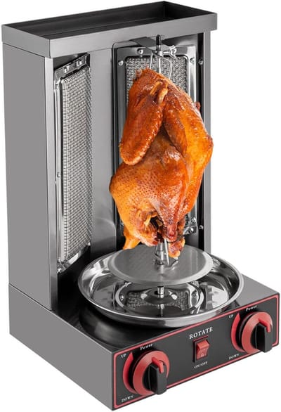 Dönergrill - Kebab machine - Professioneel grillen - Draaibare buitenspiesen - 36x53x36 cm - Zwart