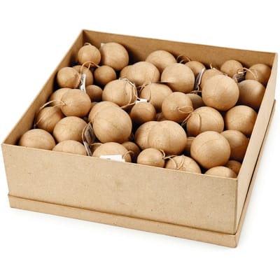 Ornamenten - Handgemaakte Papier Maché Ballen - DIY Kerst Ornamenten - Drie Maten in Displaydoos - 105 Stuks