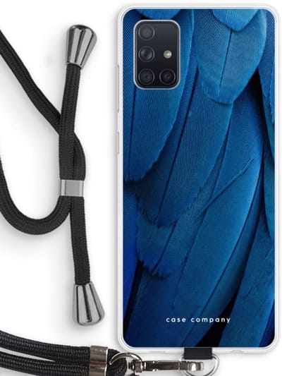Case Company® - Hoesje met koord geschikt voor Samsung Galaxy A71 hoesje met Koord - Pauw - Telefoonhoesje met Zwart Koord - Bescherming aan alle Kanten en Over de Schermrand