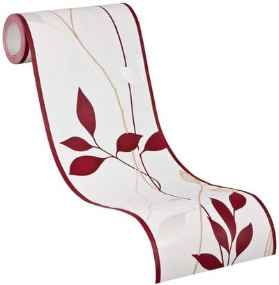 MODERNE BLADEREN BEHANGRAND | creme rood beige metallic - A.S. Création Only Borders 11