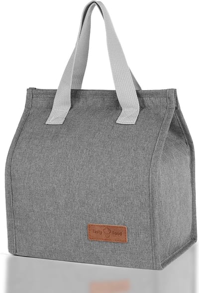 Rainbecom - Koeltassen - Lunchtas – 22.5x25.5x13 cm – 6 Liter - Grijs - Isolatie - 300D Kationisch Polyester – Klittenbandsluiting - Handvat Riem - Koeltas - Lunch Bag - Geïsoleerde Koeltas - Picknicktas