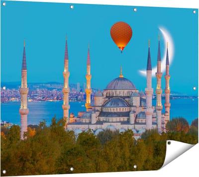 Gards Tuinposter Sultan Ahmetmoskee in Istanbul - 120x90 cm - Tuindoek - Tuindecoratie - Wanddecoratie buiten - Tuinschilderij