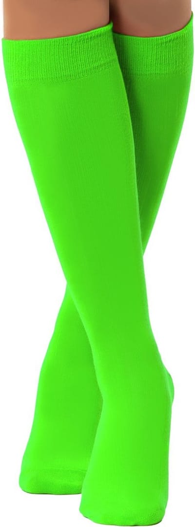 Partychimp Voordeelverpakking 6 pack Kniekousen Dames Carnaval Carnavalskleding Dames Carnaval Accessoires Verkleedkleren Volwassenen - Neon Groen - Katoen/Polyamide/Elastaan - One-Size - 6 pack