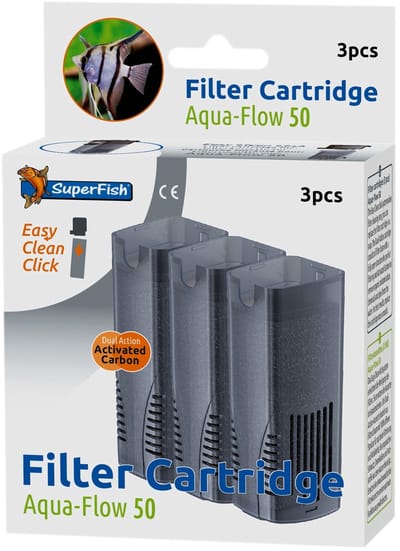 Superfish 50 AquaFLow Easy Click Cartridge - Aquariumfilter - Navulling - 3 Stuks