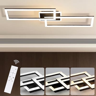 NETTLIFE LED Plafondlamp - Modern - Zwart - 56W - Dimbare - Met Afstandsbediening - Voor Woonkamer Slaapkamer Keuken Kantoor