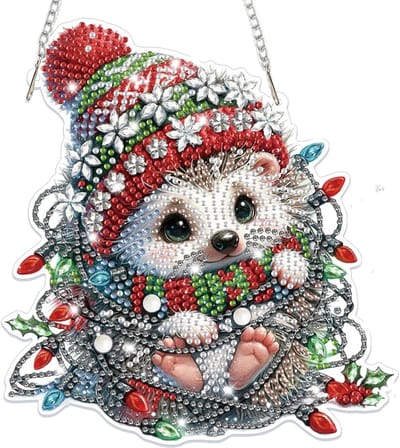 Kerstdecoratie met 5D Diamant Schilderij Hanger, Dubbelzijdig voor Volwassenen en Kinderen, Creatieve Ambachtset voor Raam en Deur