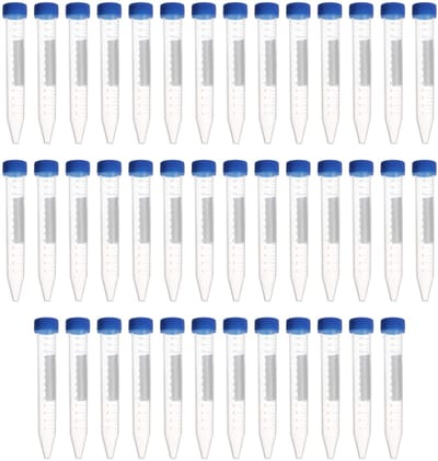 Dailygoods- Centrifugebuisjes 15 ml - Kunststof - Schroefsluiting - Gegradueerde Monsterhouder - 40 Stuks - Blauw - Monsterbuis