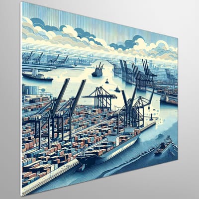 Modern haven schilderij | Hedendaagse zeehavenkunst met een modern tintje en maritieme flair | Kunst - 75x75 centimeter op Forex | Foto op Forex