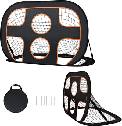 NAIZY 2 in 1 Voetbaldoelen voor Tuin Kindervoetbaldoel Pop-Up met Doelenwand Opvouwbaar Voetbaldoel incl. Draagtas Sport Kickback voor Tuin Binnen-Buiten, 121x80cm