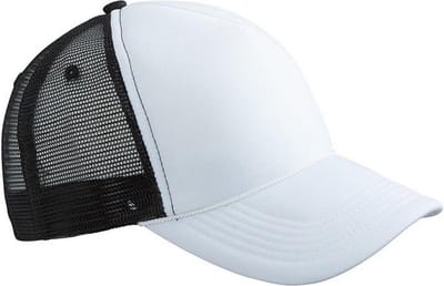 Myrtle Beach Volwassenen Unisex 5 Panel Retro Mesh Cap (Wit/zwart)