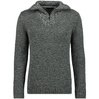 Ragman Trui Troyer Zip Cotton Knit Pullover Elbow Patches Grijs / male
