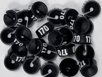 Bleijenberg Maatdopje maat 170 zwart - Maataanduiding voor kledinghangers per 25 stuks - Maatringetje Ø 20 mm - Kledinghangers - Kleerhanger - Kapstok - Mark-Brics - wisersizer
