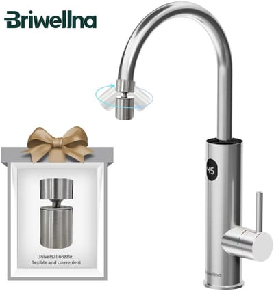 Allero Keukenkraan - 220V Elektrische Waterverwarmingskraan - Keukenkraan Met Uittrekbare Uitloop - Zilver - Schakelaar Koud/Warm