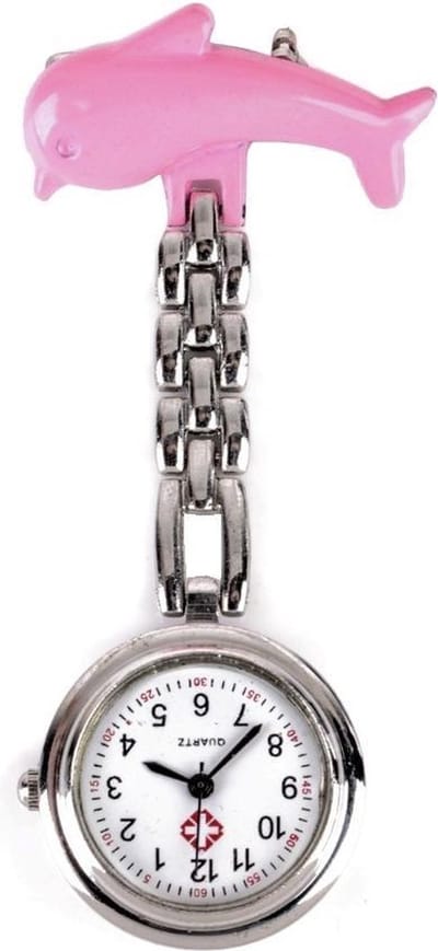 Fako® - Verpleegstershorloge - Zusterhorloge - Verpleegster Horloge - Dolfijn - Roze