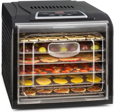 Klarstein voedseldroger, voedseldroger, Food Dehydrator, voedseldroger uit , Dehydrator Food Dryer, 500 Watt, Touch Display, Timer, rvs-verwarmingselement, HotAir circulatie systeem, zwart - Voedseldroger - 6 Niveaus - Droogautomaat