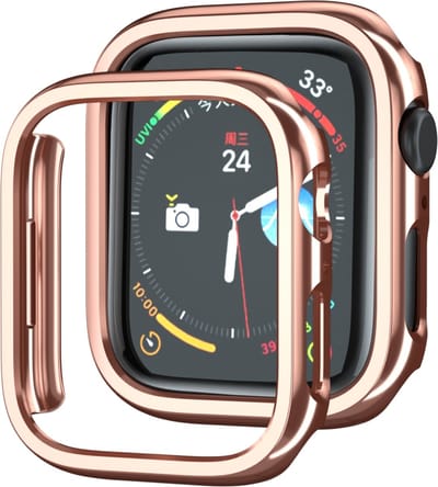 By Qubix - Hard case 45mm (open front) - Rosé goud (glans) - Geschikt voor Apple Watch 45mm hoesje - screenprotector - Bescherming iWatch - Bescherm hoesje