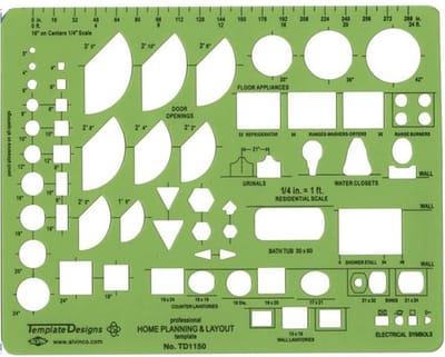 Professionele Binnenhuis Architect Sjabloon # TD1150 - Scale 1/4 Inch = 1 ft.