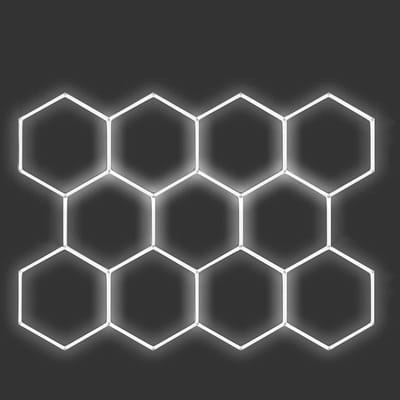 Garage Lamp LED - Hexagon Verlichting - Werkruimte Verlichten - Modulair Ontwerp - 11 Gaten - Wit