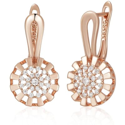Boucles d'oreilles pendantes Fleur de Cristal Couleur Or Rose Bague Pour Femmes Zircon Naturel Brillant Accessoires Bijoux Fins Quotidien WHITE beige