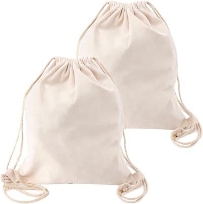 Katoenen Tas Set van 2, 38x42cm Trekkoord Tas voor Schilderen, Ideaal voor Sport en Reizen met Kinderen en Volwassenen