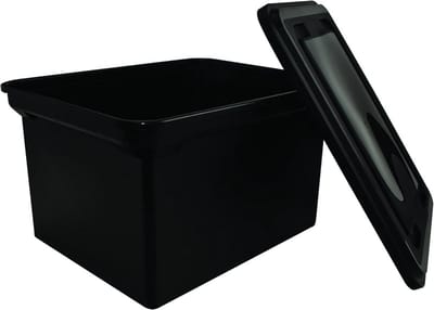 File Tote met Deksel 18 x 1.75 x 14 Inch Zwart