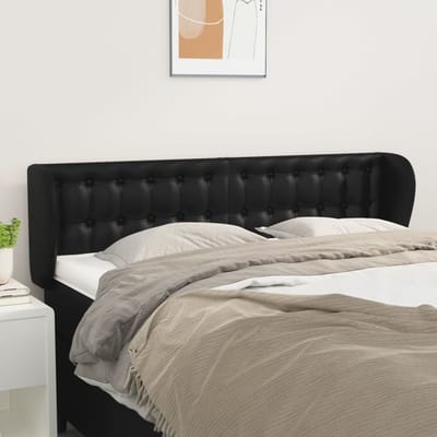 vidaXL - Hoofdbord - met - randen - 147x23x78/88 - cm - kunstleer - zwart