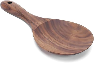 Natuurlijke Houten Rijstlepel, Antiaanbak Kooklepel voor Rijst en Aardappelpuree, Ideaal voor Koken en Serveren