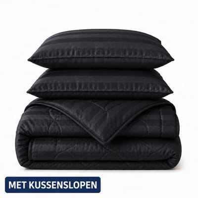 Dekbed Zonder Overtrek 240x200 cm - Antraciet - Hotel Velvet – Met Kussenslopen - Wasbaar - Hoesloos Dekbed