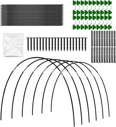Plantentunnel Bogen - Verhoogd Bloembed - Bescherming Zaailingen - 30 Stuks Inclusief Net - 38.5 x 8.5 cm - Zwart