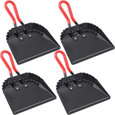 Industriële Zwarte Metalen Stofpannen - 4 Stuks 12 Inch Heavy Duty Reinigingsgereedschap