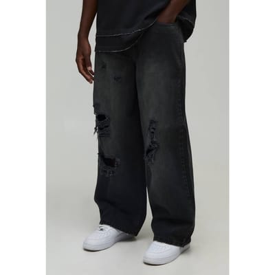 Getinte Gescheurde Baggy Fit Jeans | Washed Black | Size 28R