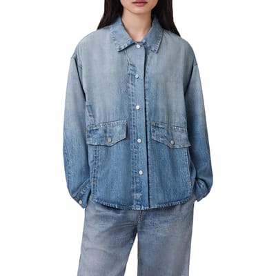 AllSaints Hettie Shacket Illusion Indigo Taglia: L | Giacche di jeans Outlet | Donna | Blu