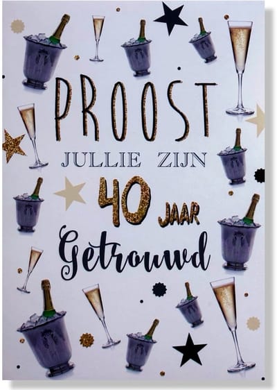 40 jaar Getrouwd! Luxe Robijnen huwelijk wenskaart 40 jarig jubilieum - 12x17cm - Gevouwen kaart inclusief envelop - Huwelijkskaart'