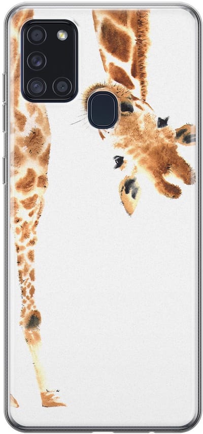 Leuke Telefoonhoesjes - Hoesje geschikt voor Samsung Galaxy A21s - Giraffe - Soft case - TPU - Giraffe - Bruin
