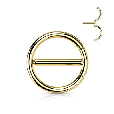 Tepelpiercing PVD Duel hinge 1.6x12 - goud - LMPiercings