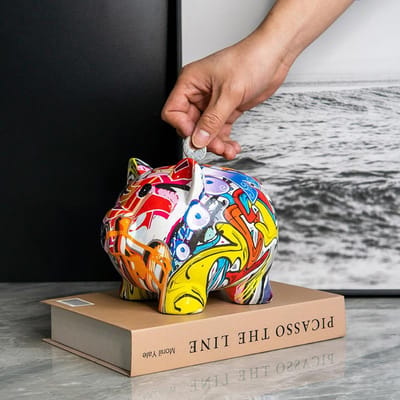 Moderne Strakke Unieke Spaarvarken Spaarvarken Decoratie Ambachten Abstracte Kunst Huis Tafelblad Decoratie Hars Ornamenten Duurzaam
