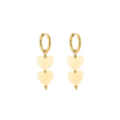 Hartjes oorbellen Beige