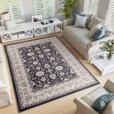 Tapiso Colorado Vloerkleed Zwart Woonkamer Klassiek Tapijt Maat- 60x100