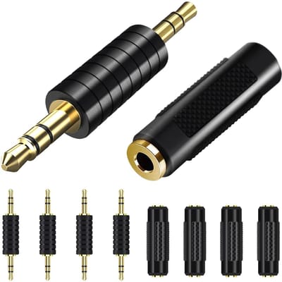 Audio Koppeling - Verlengkabel Adapter - Stereo Geluid - Vergulde Connectoren - 10 Stuks - Zwart