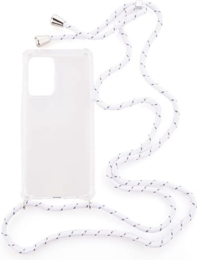 Shop4 - Geschikt voor Samsung Galaxy A72 Hoesje - Zachte Back Case met Koord Multi Wit