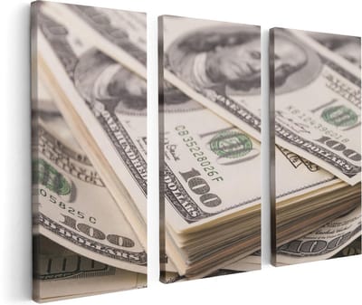 Artaza Canvas Schilderij Drieluik Dollar Geld Briefjes - 120x80 - Foto Op Canvas - Canvas Print