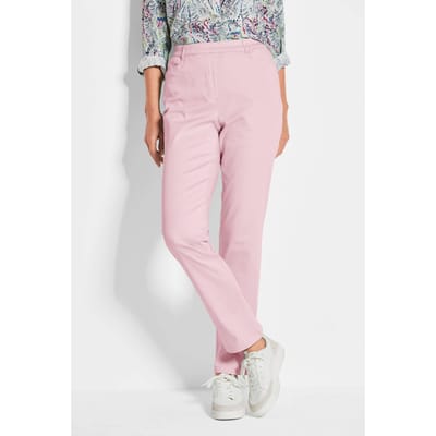 Broek LOUISA met elastische tailleband, van katoen-satijn - rosé - Gr. 52 van Goldner Fashion