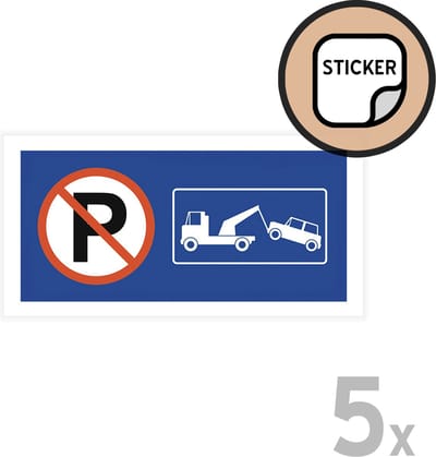 Pictogram/ stickers (5x) | Stilstaan en parkeren verboden | 20 x 10 cm | Zelfklevend | Parkeerverbod | 5 stuks