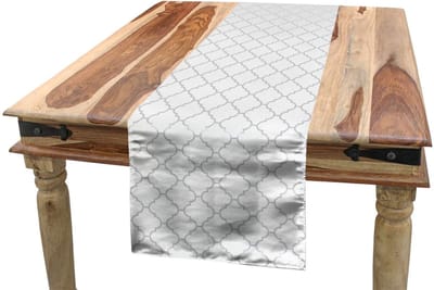 ABAKUHAUS Tafelloper 40×225 cm – Damast, Wit/Groen, Wasbaar