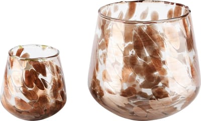 Dekoratief | Set 2 theelichthouders 'Bronze Clouds', glas, 15x15x14cm | A248025
