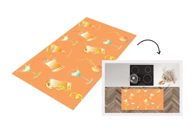 Keukenloper - Loper keuken - Cocktail - Oranje - Design - 120x60 cm - Keukenloper vinyl