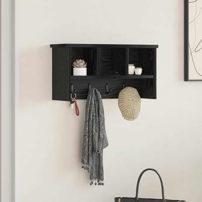 vidaXL - Wandgemonteerde - kapstok - Muurmontage - Zwart - Eiken - 50 - x - 16 - x - 26 - cm