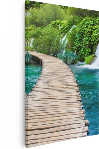Artaza Canvas Schilderij Landschap - 20x30 cm - Klein - Wanddecoratie Waterval - Muurdecoratie Natuur - Kamer Accessoires Bos